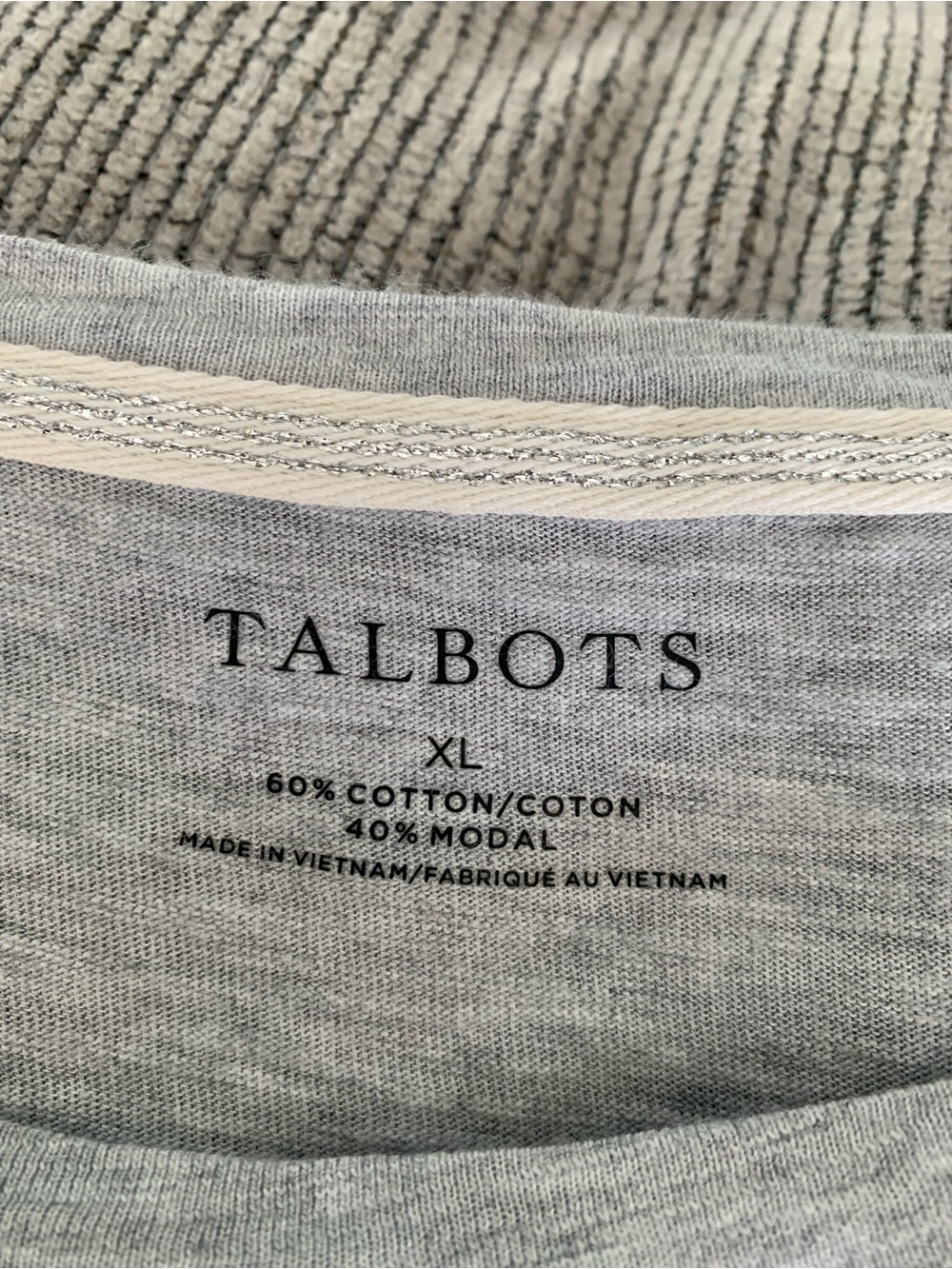 Talbots Silver Gray Sequin Star Long-Sleeve Tee - Picture 5 of 5